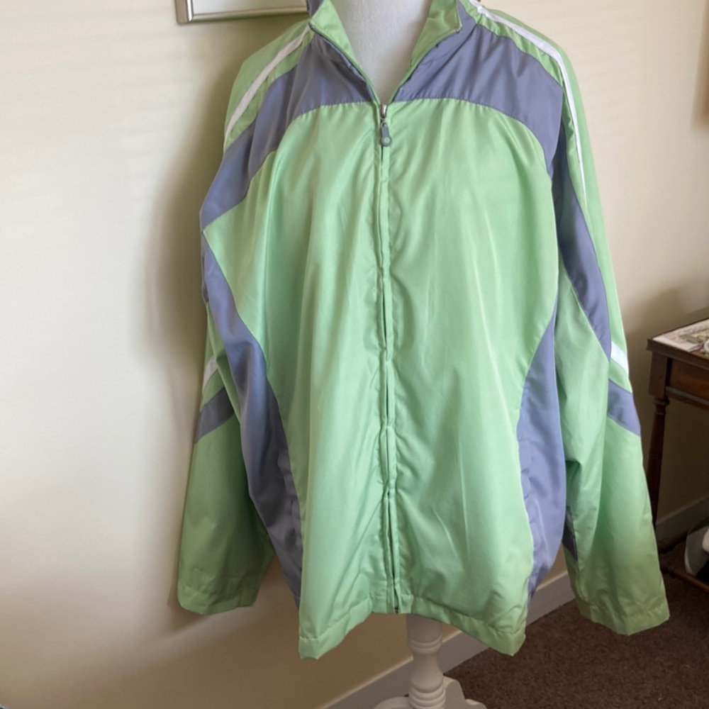 Studio Works Light Green and Lavender Windbreaker Jacket